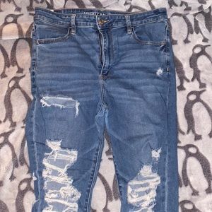 American Eagle Never Level Stretch Blue Ripped Jegging